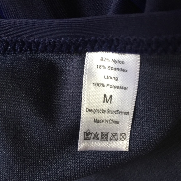 🛍 One-piece Navy Swimsuit Deep V Blue Tie - Picture 7 of 9